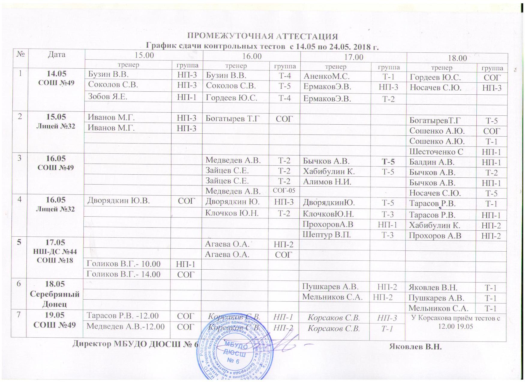 Промежуточная аттестация образец